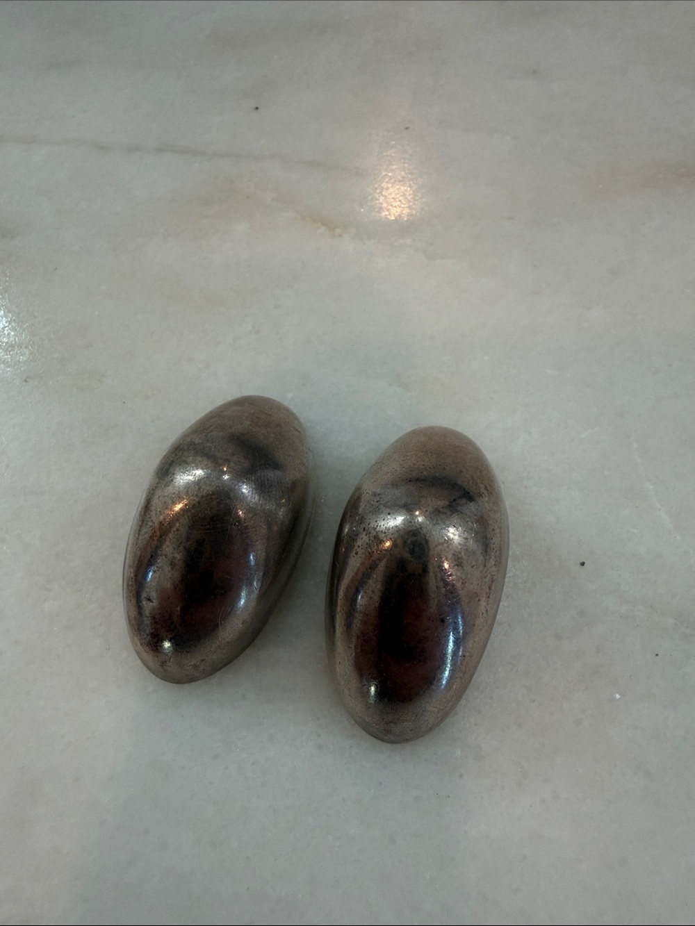 Vintage Mexico 925 Sterling Silver Chunky Puffed Oval Dome Clip On Earrings Mode